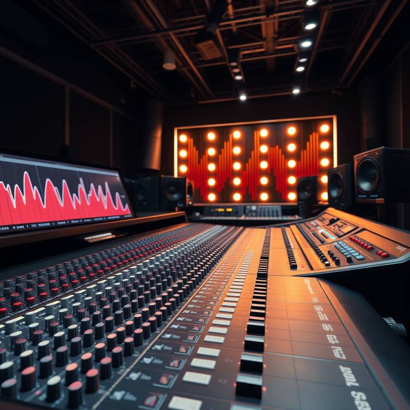 Advanced Mixing and Mastering Techniques - Image illustrating complex audio waveforms and mixing consoles