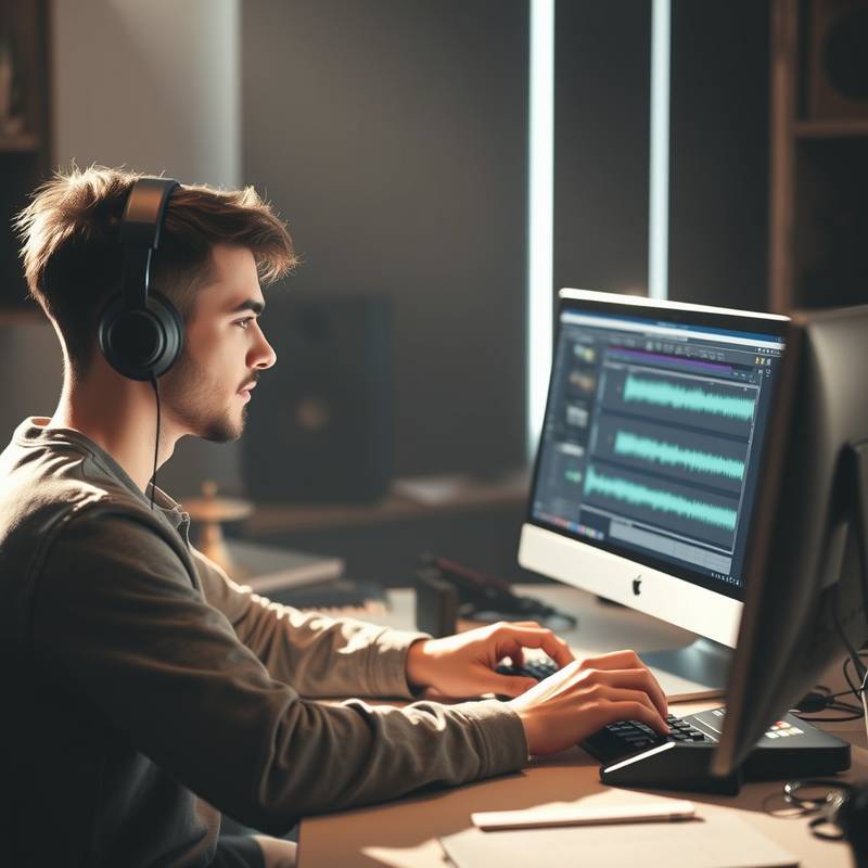 Beginner's Guide to Music Production - Image depicting a novice learning basic music software