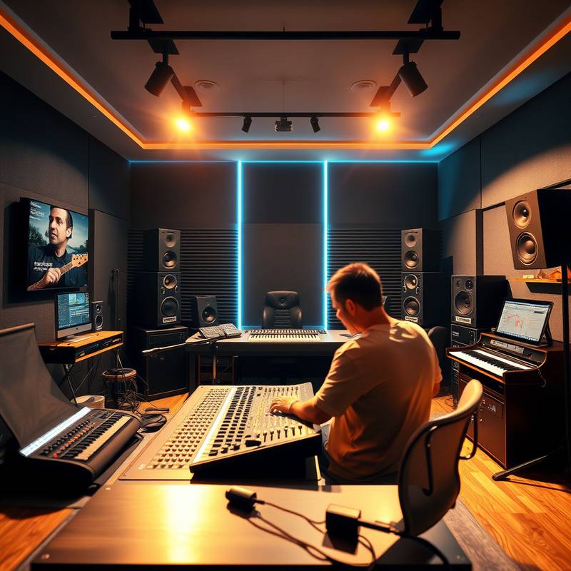 Passionate music producer working in a modern studio
